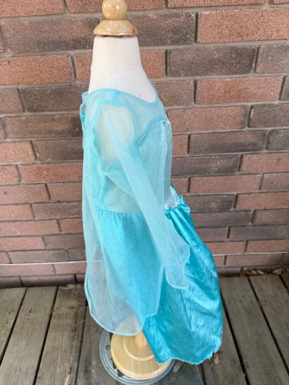 Disney Girls Teal Sparkle Heart Costume Size 4